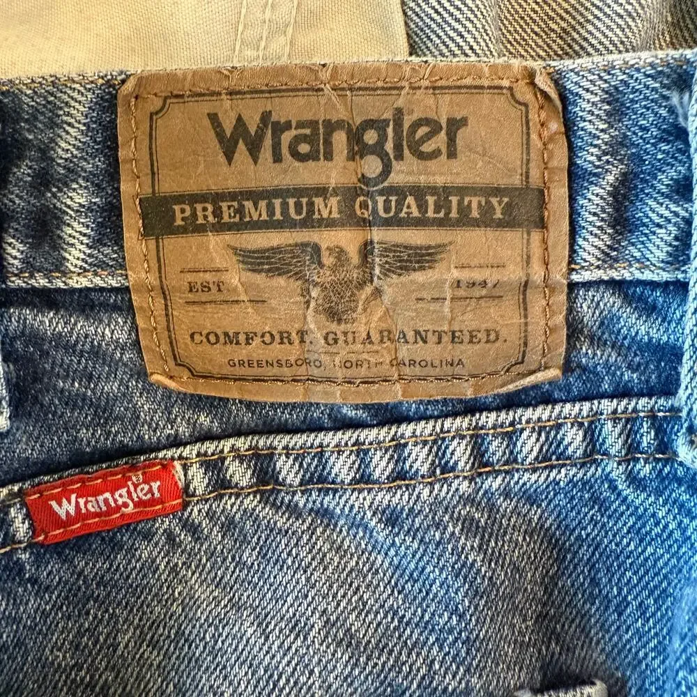 Wrangler Regular Fit Jeans 42x30 Made in Mexico Vintage Y2K Faded Wash
